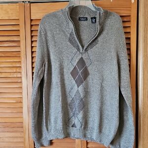 Van Heusen Men's Tan Argyle Zip-Up Sweater
